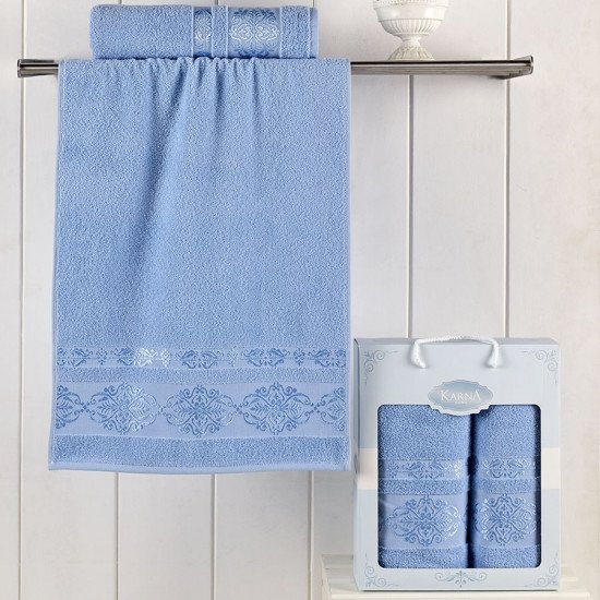Комплект махровых полотенец "Karna" Rebeka голубой 50*90 см, 70*140 см