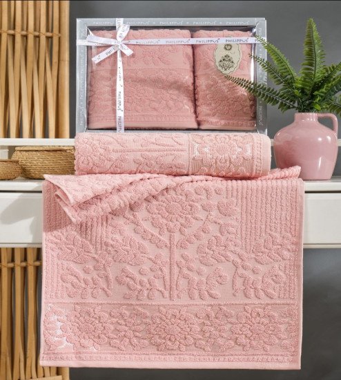 Комплект махровых полотенец 2 шт. "Филиппус" Лидия пудра 50*90 см, 70*140 см
