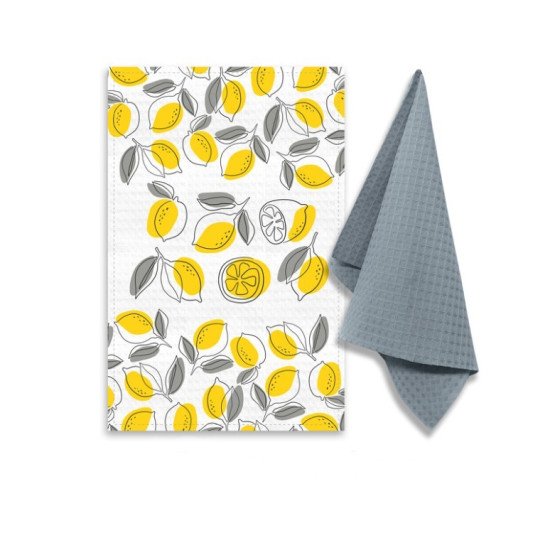 Комплект кухонных полотенец с петельками 2 шт  "Гранд Стиль" лимоны графика 35*60 см