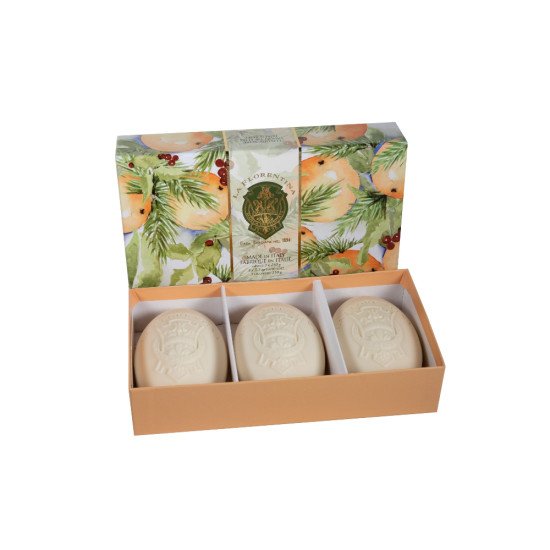 Подарочный набор парфюмированного мыла 3 шт. "La Florentina" Xmas/Рождество Tuscany orange pine/Рыжая Тосканская сосна 3*150 г