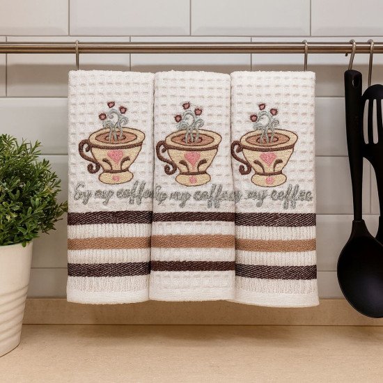 Комплект полотенец для кухни 3 шт. "Meteor" Lux Simona In my coffee 35*45 см