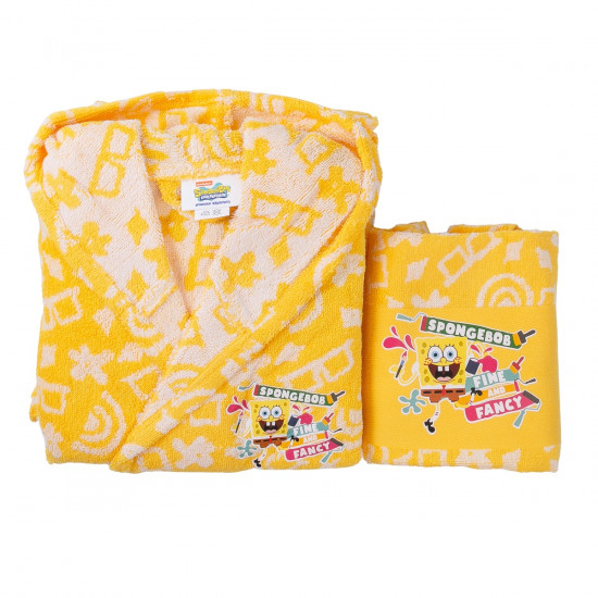 Халат детский махровый с полотенцем "Ozdilek" Sponge Bob желтый 5-6 лет