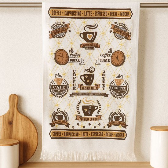 Полотенце махровое кухонное "Ambiella" Кофе с термопринтом v1 40*60 см