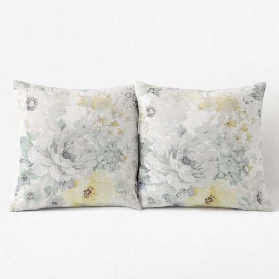 Комплект наволочек 2 шт. Сатин Одри Хепберн- Серо-желтые цветы 70*70 см