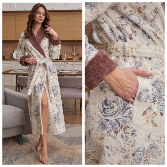 Халат женский велюровый "Vien" Madonna mokko 54 (3XL)