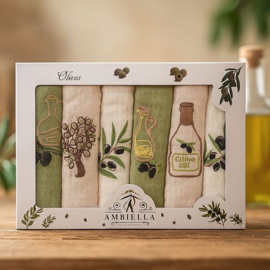 Комплект полотенец для кухни 6 шт. "Ambiella" Олива 40*60 см