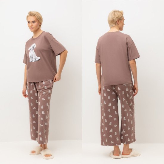 Комплект женский "Very Neat"  Забавные пудели, капучино, арт. Е 20178 50 (XL)