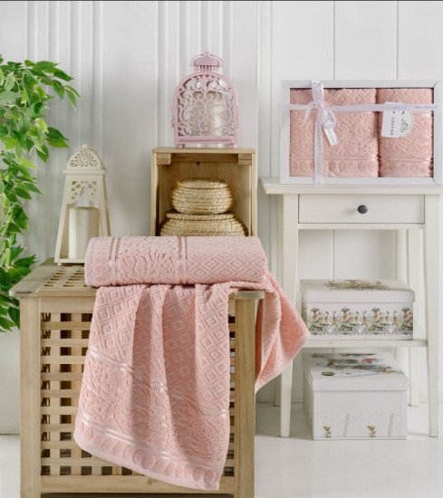 Комплект махровых полотенец 2 шт. "Филиппус" Моттья пудра 50*90 см, 70*140 см