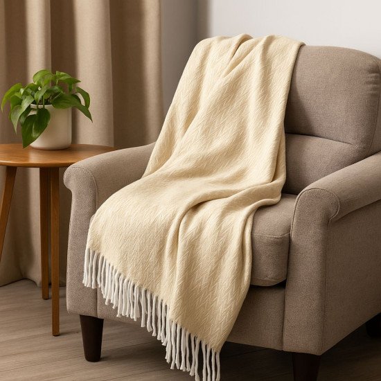 Плед "Vladi" Валенсия Antonio белый/светло-бежевый 140*200 см