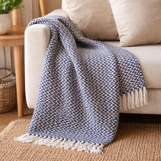 Плед "Влади" Валенсия Antonio/Антонио белый/т.синий 140*200 см