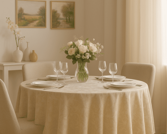 Скатерть круглая "Nova" Валенсия бежевый D 150 см