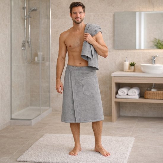 Комплект с килтом для сауны мужской "Vien" Eco Cotton 2 предмета grey