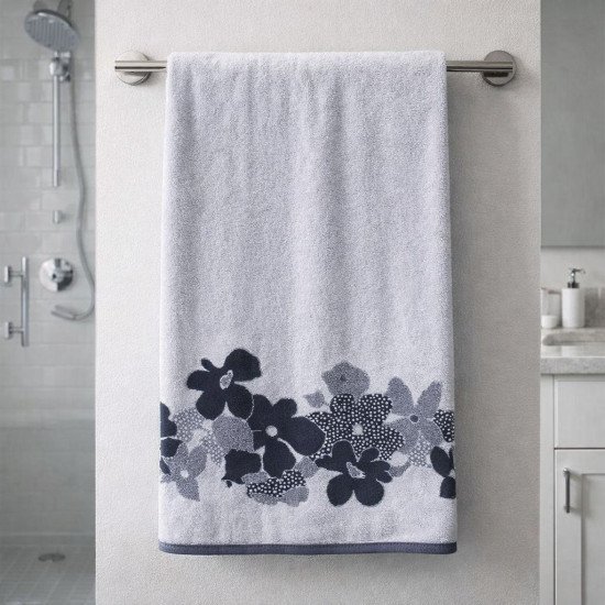 Полотенце махровое 1 шт "Cleanelly" Petunia двусторонее серый 10000 50*100 см