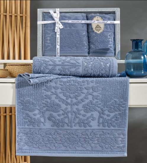 Комплект махровых полотенец 2 шт. "Филиппус" Лидия голубой 50*90 см, 70*140 см