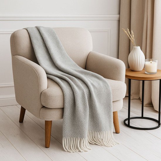 Плед "Paters" Laura белый/серый 140*200 см