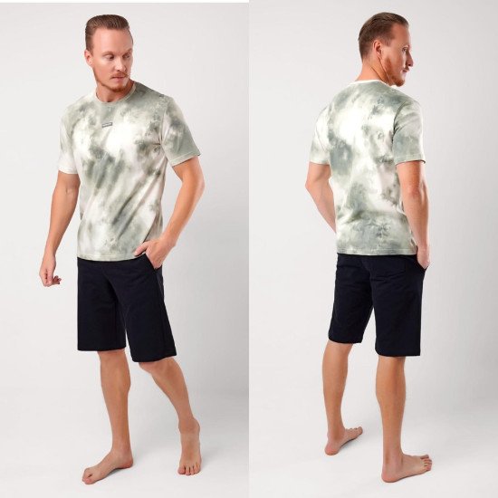 Комплект мужской "Клевер" серый/т.зеленый 50 (XL)