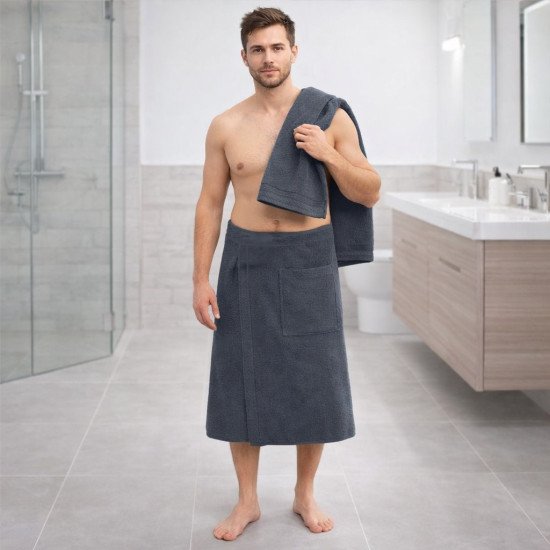 Комплект с килтом для сауны мужской "Vien" Eco Cotton 2 предмета anthracite