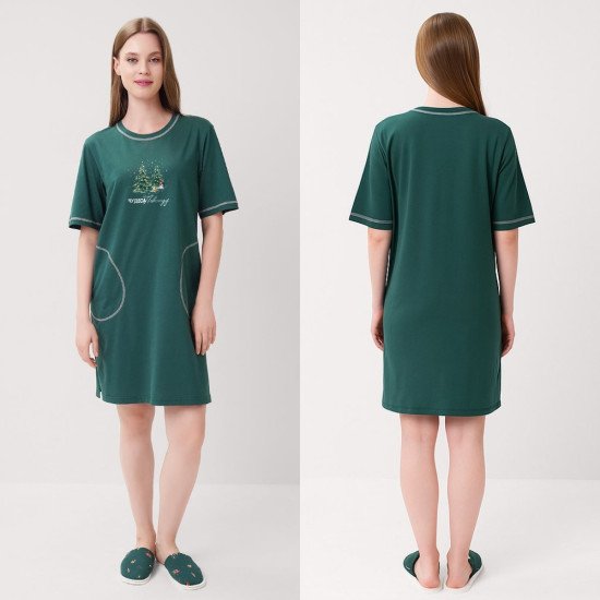 Платье женское "Clever" Морозко зелёный, 100% хлопок 50 (XL)