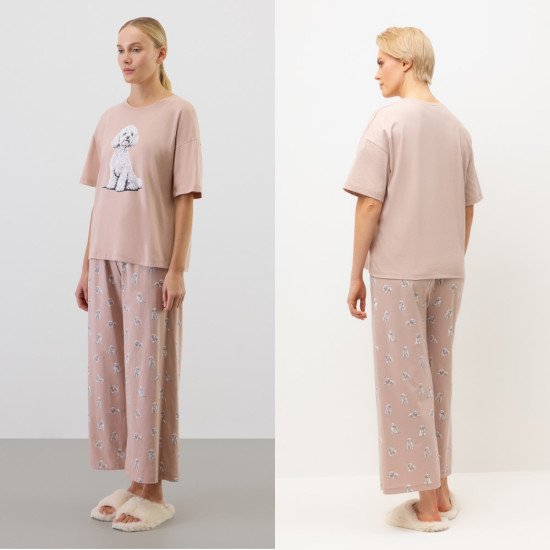 Комплект женский "Very Neat"  Забавные пудели, кофейный, арт. Е 20178 48 (L)