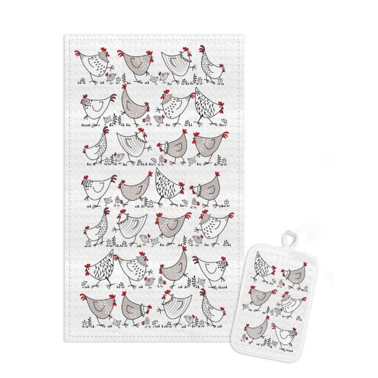 Комплект для кухни 2 предмета "Гранд Стайл" веселые курочки 35*60 см , 14*22 см