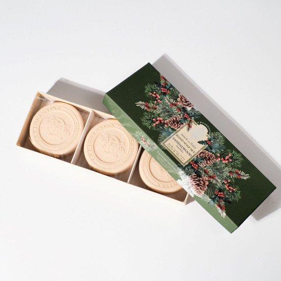 Подарочный набор парфюмированного крем-мыла 3 шт. "La Florentina" Xmas/Новогодний Sandalwood / Сандаловое дерево 3*115 г