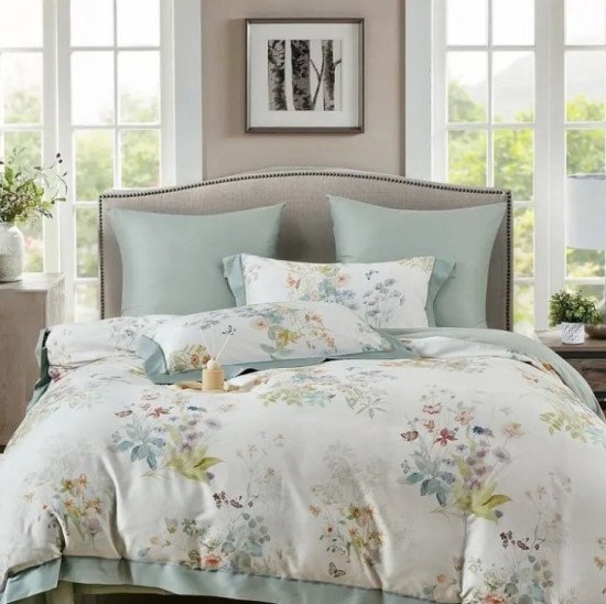 Постельное белье с одеялом-комфортер "Asabella"- 2267-ОМР Евро