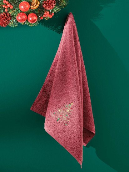 Полотенце махровое подарочное "Karna" Tree бордовый 50*90 см