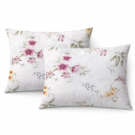 Комплект наволочек 2 шт. Сатин Мерлин Монро- Цветы и бабочки 50*70 см