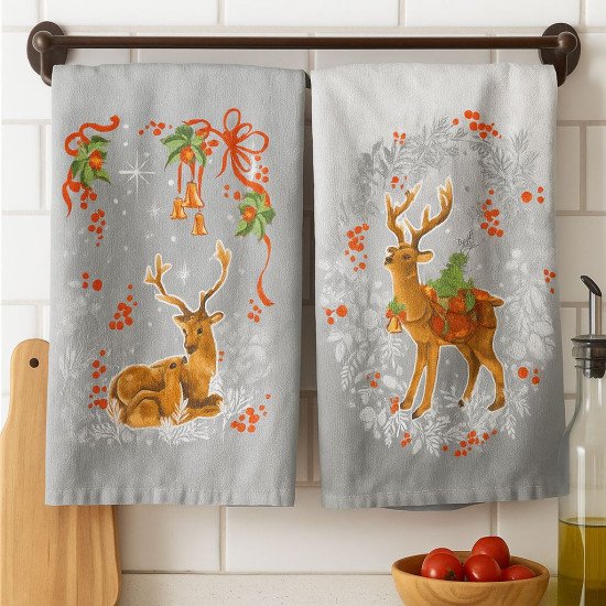 Комплект полотенец для кухни 2 шт. "Арт Дизайн" Рогожка Полярная звезда 45*60 см