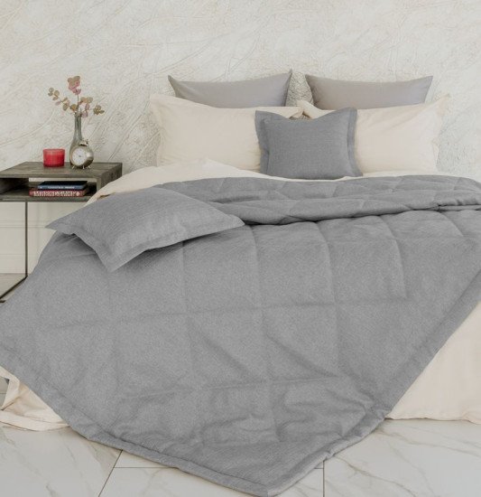 Комплект покрывало с наволочками "Ла Прима" Эвелин графитовый 220*240 см, 45*45 см-2 шт.