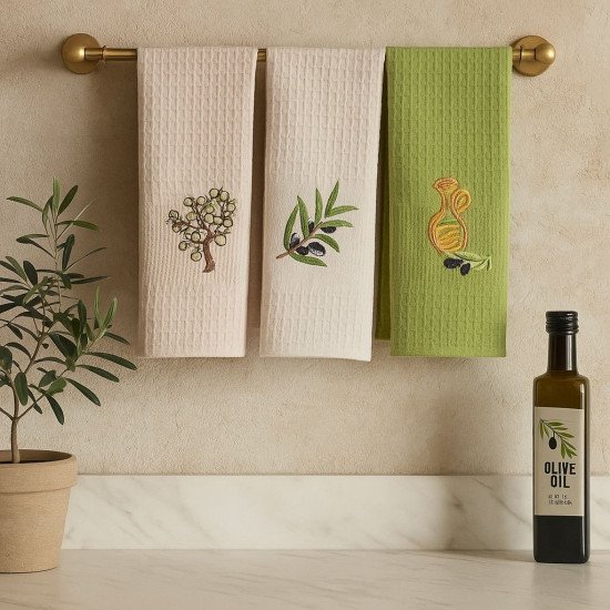 Комплект полотенец для кухни 3 шт. "Ambiella" Олива v2 40*60 см