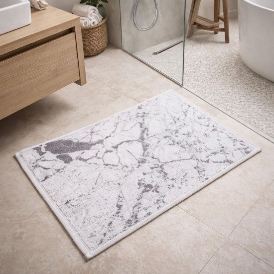 Коврик махровый для ног в ванную 1 шт "Cleanelly" Volta di marmo двусторонний серый 10000 50*70 см