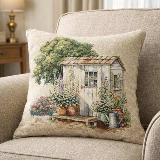 Декоративная наволочка "Гобелен" Сад Дельфиниум 45*45 (±2) см