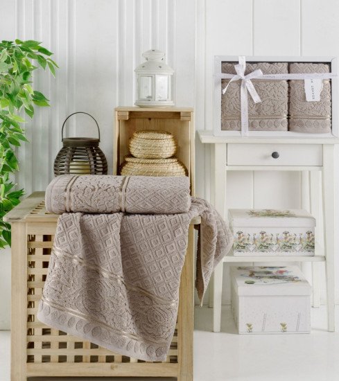 Комплект махровых полотенец 2 шт. "Филиппус" Моттья серый 50*90 см, 70*140 см