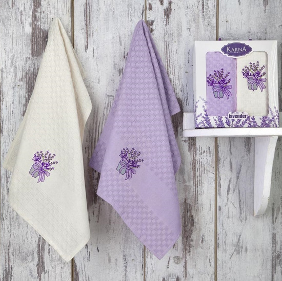 Комплект полотенец для кухни"Karna" Lavender v3 45*65 см-2 шт.