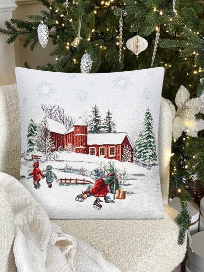 Декоративная наволочка "Гобелен" Новогоднее эхо Дети 45*45 (±2) см