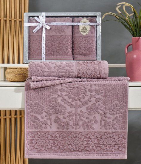 Комплект махровых полотенец 2 шт. "Филиппус" Лидия баклажан 50*90 см, 70*140 см
