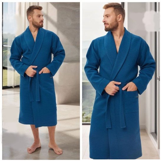 Уценка! Халат мужской вафельный "Виен" Либерти петрол 52 (2XL)