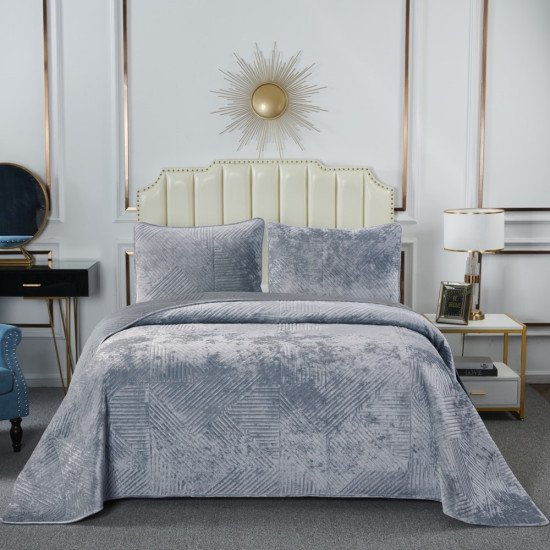 Покрывало с наволочками Патрисия серо-голубой 240*260 см