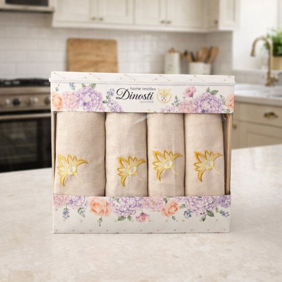 Комплект салфеток 4 шт "Dinosti" v.7 бежевый 42*42 см-4 шт.