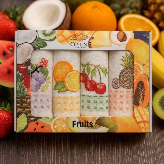 Комплект полотенец для кухни 4 шт. "Ceylin's" Фрукты v1 50*70 см