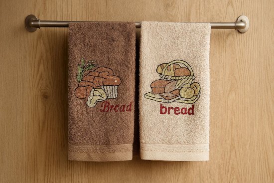 Комплект махровых полотенец для кухни 2 шт. "Ambiella" Хлеб коричневый/бежевый v1 30*50 см
