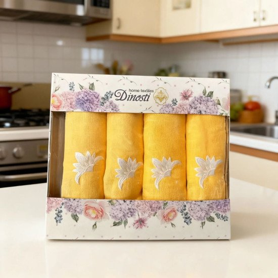 Комплект салфеток 4 шт "Dinosti" v.1 желтый 42*42 см-4 шт.