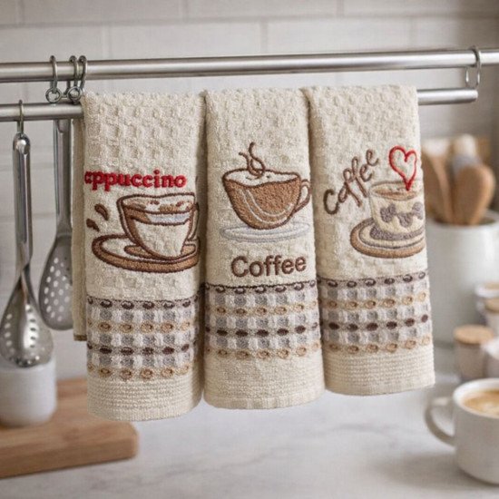 Комплект полотенец для кухни 3 шт. "Nusa" Кофе v1 35*50 см