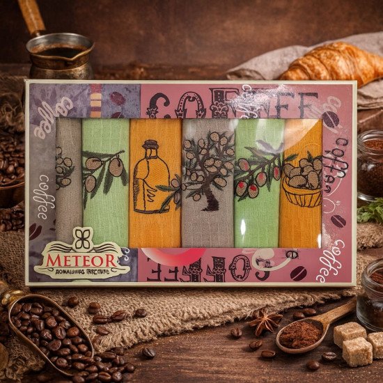 Комплект полотенец для кухни 6 шт. "Meteor" Торшон коричневый 30*50 см