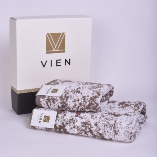 Комплект махровых полотенец 2 шт. "Vien" Alen mokko 50*90 см, 70*140 см