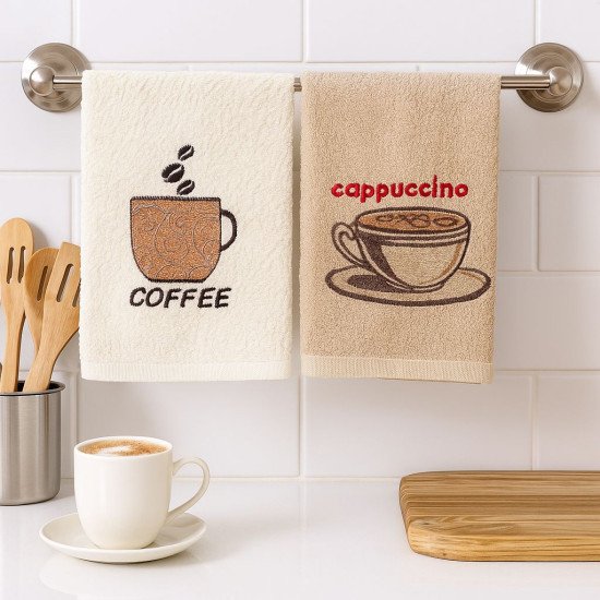 Комплект махровых полотенец для кухни 2 шт. "Ambiella" Кофе v3 30*50 см