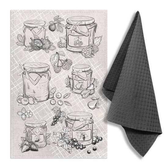 Комплект кухонных полотенец с петельками 2 шт  "Гранд Стиль" варенье 39*60 см, 35*60 см