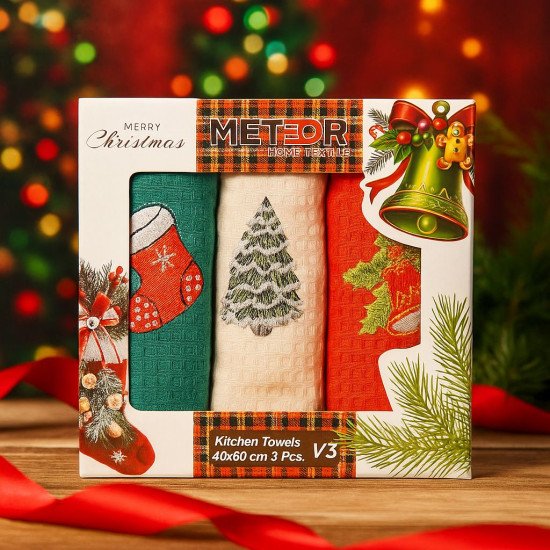 Комплект полотенец для кухни 3 шт. "Meteor" Символ года v3 40*60 см