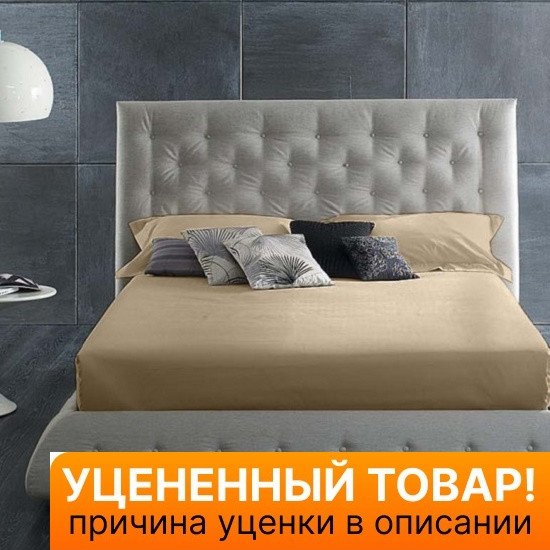 Уценка! Простыня на резинке Luxe Satin песочно-бежевый 200*220 высота 20 см